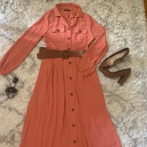 Chiffon long shirt dress
